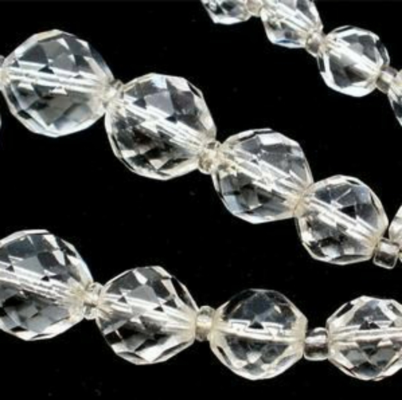💎 11pc Vintage Harvested Clear Ice Crystals Round Disco Faceted Beads Loose - Picture 2 of 5